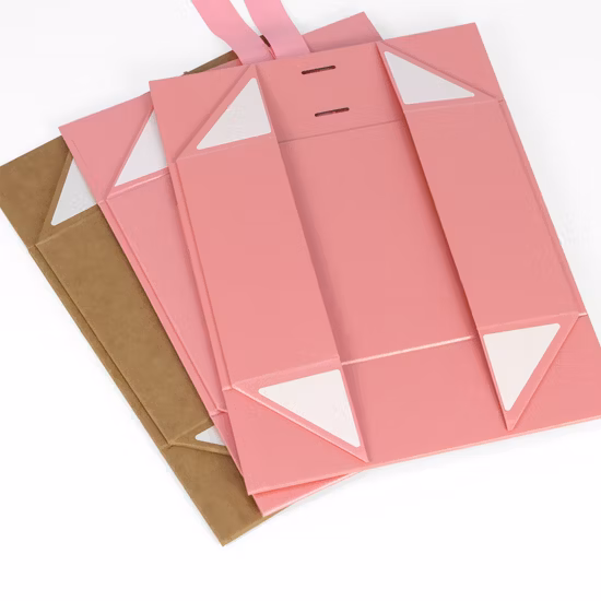 Firstsail White Black Pink Folding Cardboard Packaging Paper Clothing Shoes Wig Shipping Gift Box with Ribbon